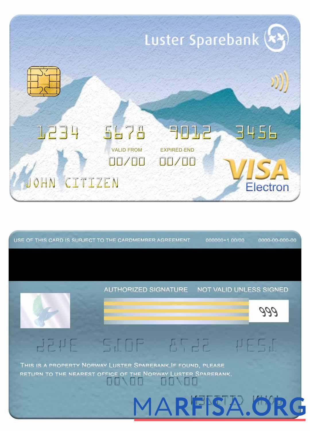 Downloadable Norway Luster Sparebank visa electron card download for verification